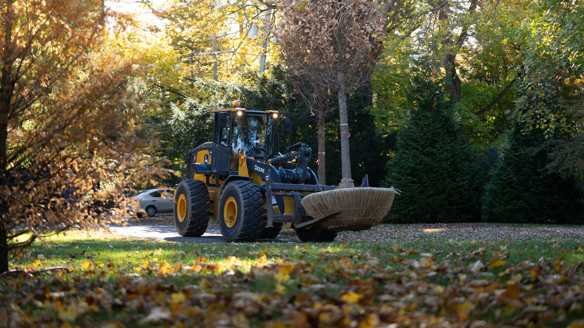 Loader in landscaped property